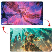 Playmat: Double Sided: Magic the Gathering: Final Fantasy: Emet-Selch, Unsundered - Double-sided playmat featuring vibrant fantasy artwork; one side shows a winged figure with glowing purple and pink hues,.