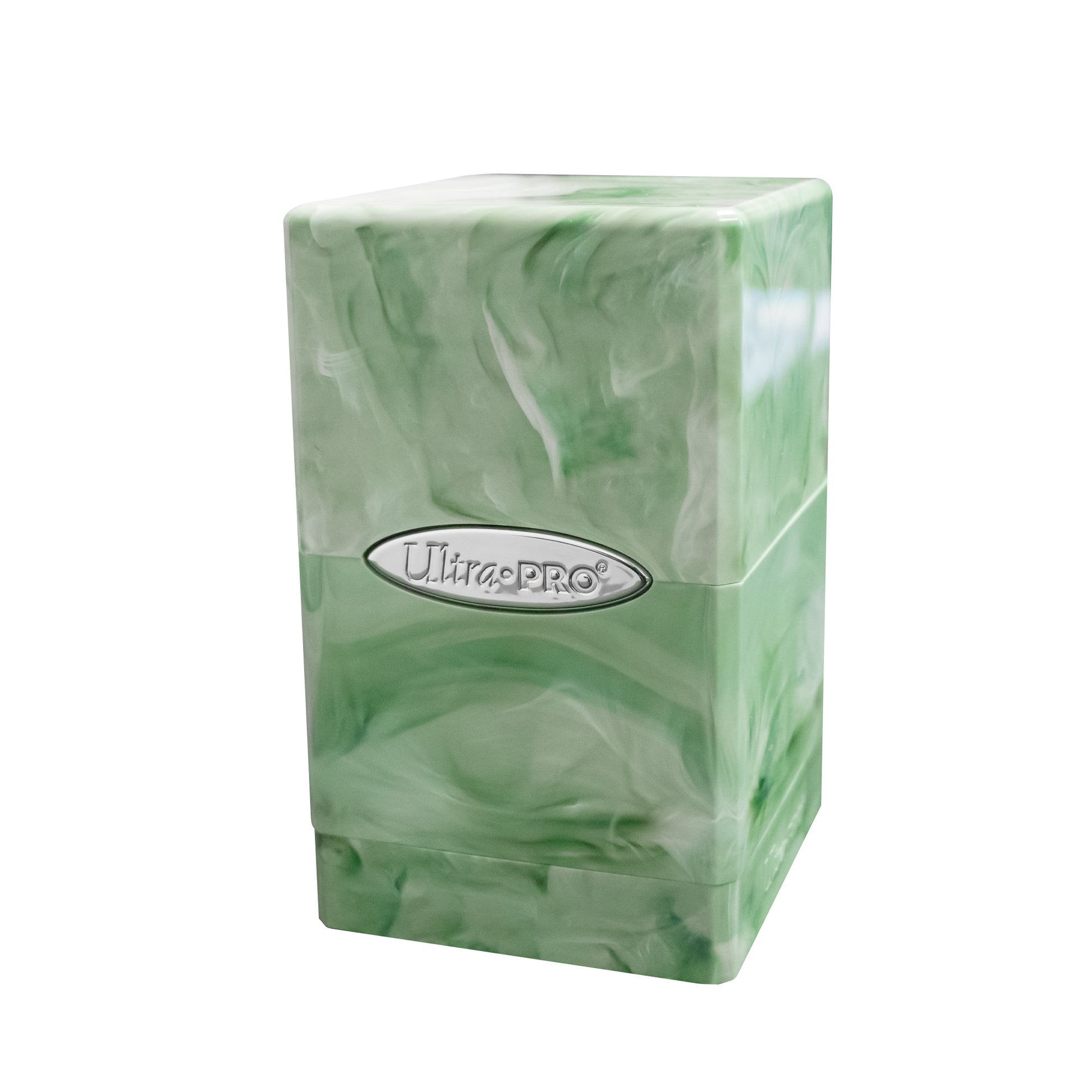 Ultra Pro Satin Tower - Marble Green/White - Green and white marble-patterned rectangular deck box with Ultra Pro logo on front.