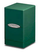 Ultra Pro Satin Tower Deck Box - Green - Green Ultra Pro Satin Tower Deck Box with silver logo plaque on front.