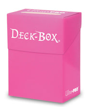 Ultra Pro Poly Deck Box - Bright Pink - Bright pink rectangular plastic deck box with white "Deck-Box" and "Ultra PRO" logos.