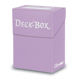 Ultra Pro Poly Deck Box - Lilac - Lilac rectangular plastic deck box with hinged lid and white Deck Box and Ultra Pro logos.