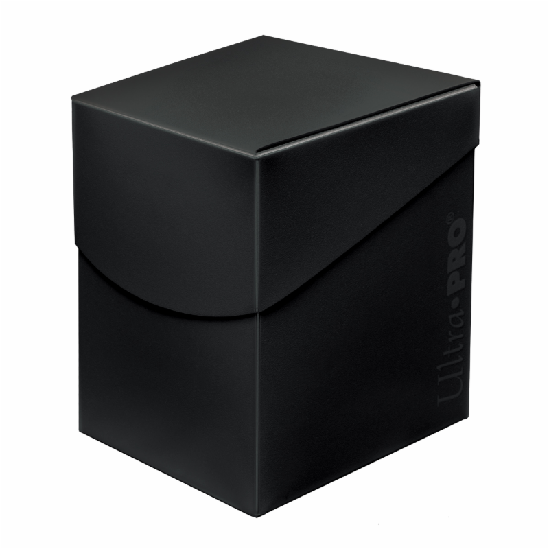 Ultra Pro 100+ Eclipse Deck Box - Jet Black - Matte black rectangular card deck box with smooth finish and Ultra PRO logo on side.