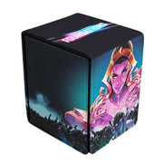Ultra Pro Alcove Flip Box - Magic the Gathering Foundations - Black rectangular flip box with vibrant, glowing pink and blue Magic the Gathering artwork featuring a confident female mage