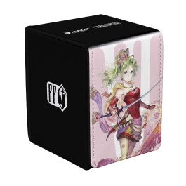 Ultra Pro Alcove Flip Box - Magic: The Gathering Final Fantasy - Terra Herald of Hope (PREORDER) - Black Ultra Pro Alcove Flip Box with Terra Herald of Hope artwork in red and gold fantasy armor on pink background.