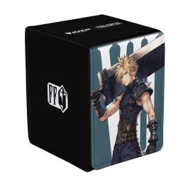 Ultra Pro Alcove Flip Box - Magic: The Gathering Final Fantasy - Cloud Ex-Soldier (PREORDER) - Black rectangular Ultra Pro Alcove Flip Box featuring Cloud Strife from Final Fantasy with spiky blond hair and large sword.