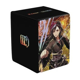 Ultra Pro Alcove Flip Box - Magic: The Gathering Final Fantasy - Tifa Lockhart (PREORDER) - Black rectangular flip box featuring dynamic artwork of Tifa Lockhart in combat pose with fiery background and sharp.