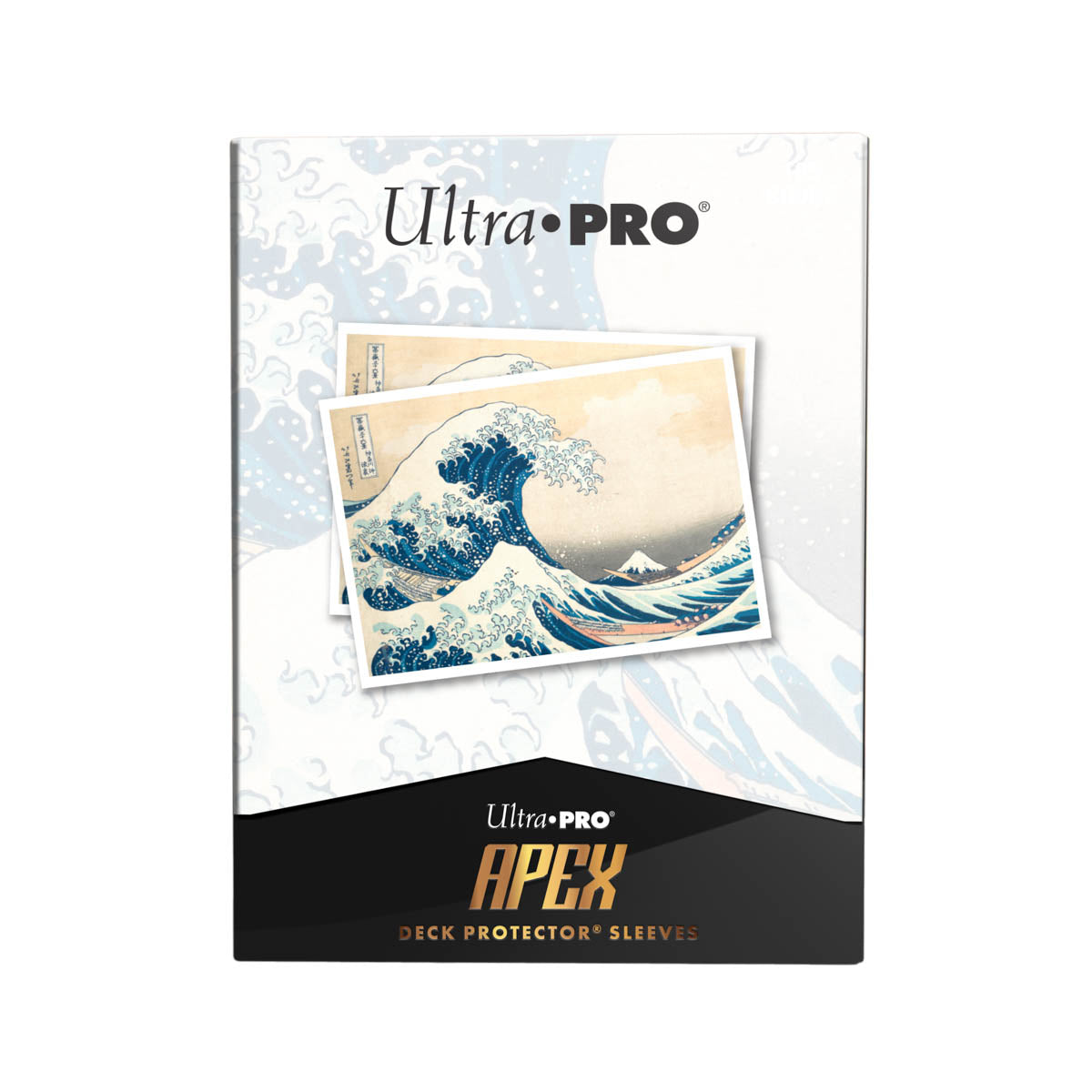 Ultra Pro Apex Sleeves The Great Wave of Kanagawa by Hokusai - Pack of Ultra Pro Apex card sleeves featuring The Great Wave of Kanagawa blue and white artwork on a clear plastic sleeve.