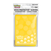 Ultra Pro Pokémon Energy Sleeves - Lightning Type - Bright yellow card sleeves with subtle circle patterns and white Pokémon logos, 65 pack standard size.