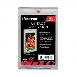 Ultra Pro Vintage Card One Touch Holder - Clear rigid plastic card holder with black backing, designed to protect and display vintage cards up to 2.5" by 3.5".