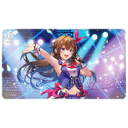 Ultra Pro Hololive Stitched Playmat - Tokino Sora - Rectangular playmat featuring a vibrant anime girl with brown hair and a red ribbon, wearing a blue and pink idol costume,.