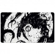 Ultra Pro Black Stitched Playmat - MTG March of the Machine Y - Black and white playmat with abstract swirling ink design and Ultra Pro logo in corner.