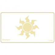 Ultra Pro Stitched Playmat Magic the Gathering Mana 8 Plains - White rectangular playmat with gold sun symbol in center, stitched edges, Magic branding.