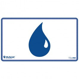 Ultra Pro Stitched Playmat Magic the Gathering Mana 8 Island - Rectangular white playmat with a large blue water drop symbol in the center and blue border detailing.