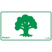 Ultra Pro Stitched Playmat Magic the Gathering Mana 8 Forest - White rectangular playmat with a large green stylized tree icon in the center and a green border.