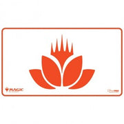 Ultra Pro Stitched Playmat Magic the Gathering Mana 8 Lotus - White playmat with bright orange lotus symbol and Magic the Gathering logos, stitched edges.