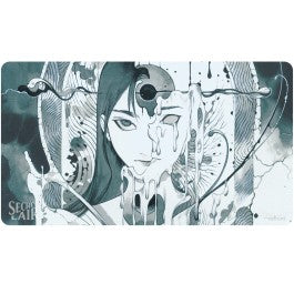 Ultra Pro Playmat - Magic the Gathering Secret Lair - Deep Thoughts Deep Feelings - Aetherize - Magic The Gathering playmat featuring monochrome surreal artwork of a woman holding a circular object in front of her eye.