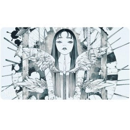 Ultra Pro Playmat - Magic the Gathering Secret Lair - Deep Thoughts Deep Feelings - Psychic Corrosion - Rectangular playmat featuring monochrome anime-style girl with long hair and multiple outstretched hands, abstract.