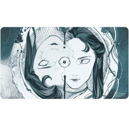 Ultra Pro Playmat - Magic the Gathering Secret Lair - Deep Thoughts Deep Feelings - Time Sieve - Magic the Gathering Ultra Pro Playmat with symmetrical black and white illustration of two faces merging, abstract flowing.