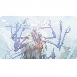 Playmat: Magic the Gathering: Modern Horizons 3: Ulalek - Playmat featuring a mystical creature with multiple spindly limbs and glowing eyes, set against a pale blue and white.