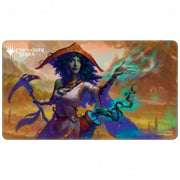 Ultra Pro Stitched Playmat Magic the Gathering Commander Series 2: Sythis - Colorful playmat featuring a mystical female figure with a wide-brimmed hat casting blue magical energy, textured fabric.