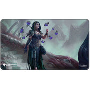 Playmat: Magic the Gathering: Commander Series: Kess, Dissident Mage - Fantasy-themed rectangular gaming playmat featuring a dark-haired female mage in elaborate black and purple armor casting.