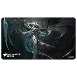 Ultra Pro Stitched Playmat Magic the Gathering Commander Series 6 Atraxa - Dark fantasy playmat featuring a detailed atraxa character with wings and armor on a black background.