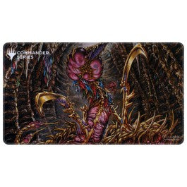 Ultra Pro Holofoil Playmat Magic the Gathering Commander Series 6 Sliver Queen - Dark fantasy playmat featuring intricate purple and gold Sliver Queen creature with sharp claws and organic textures.