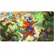 Playmat: Magic the Gathering: Bloomburrow: Bello, Bard of the Brambles - Magic the Gathering playmat featuring a raccoon bard in orange cloak casting green magic, surrounded by twisted branches and