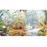 Playmat: Magic the Gathering: Bloomburrow: Plains (Four Seasons) - Double-sided Magic the Gathering playmat with vibrant spring and winter forest scenes featuring detailed plants and mystical