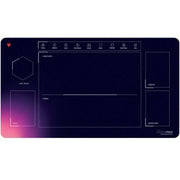 Ultra Pro Playmat - Magic the Gathering Foundations Learn to Play - 1-Player - Rectangular black Magic the Gathering playmat with purple gradient corner, labeled zones for gameplay, and white outlining.