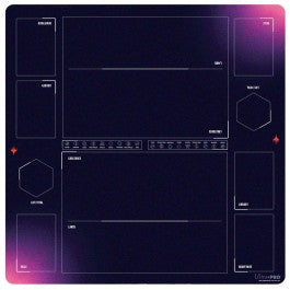 Ultra Pro Playmat - Magic the Gathering Foundations Learn to Play - 2-Player - Black Magic the Gathering playmat with labeled zones for deck, graveyard, library, and battle areas, featuring a purple.