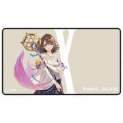 Ultra Pro Black Stitched Playmat - Magic: The Gathering Final Fantasy - Yuna Grand Summoner (PREORDER) - Black-stitched rectangular playmat featuring Yuna from Final Fantasy with staff and pink ribbon on beige background.