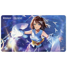Ultra Pro Foil Playmat - Magic: The Gathering Final Fantasy - Yuna Hope of Spira (PREORDER) - The Gathering playmat featuring Yuna from Final Fantasy in a blue and white outfit with a glowing energy effect on a starry.