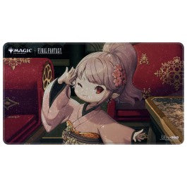 Ultra Pro Holofoil Playmat - Magic: The Gathering Final Fantasy - Tataru Taru (PREORDER) - Rectangular playmat featuring chibi-style Tataru Taru from Final Fantasy with pink hair and kimono against a dark red and.