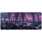 Ultra Pro Table Mat - MTG March of the Machine - Dark futuristic battlefield table mat with towering mechanical legs and a purple-pink sky background.