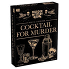 Cocktail For Murder (PREORDER) - Black rectangular game box with gold illustrations of cocktail glasses, a shaker, skulls, lemon wedges, and decorative text.