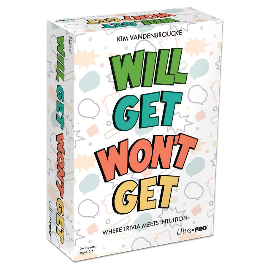 Will Get Won't Get (PREORDER) - Compact rectangular box with colorful bold text "Will Get Won't Get" on white background, featuring speech bubble graphics.