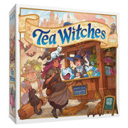 Tea Witches - Colorful board game box with whimsical witches, magical potions, and a fantasy town backdrop.