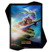 Riftbound: League of Legends TCG Deck Protector - Unleashed - Poppy, Keeper of the Hammer - Card sleeves featuring Poppy, a blue-skinned warrior with blonde hair holding a large hammer against a dynamic blue and gold