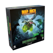 Deep Rock Galactic: Goo from Above, 2nd edition - Goo from Above 2nd Edition board game box with glowing green alien creatures on dark rocky background.