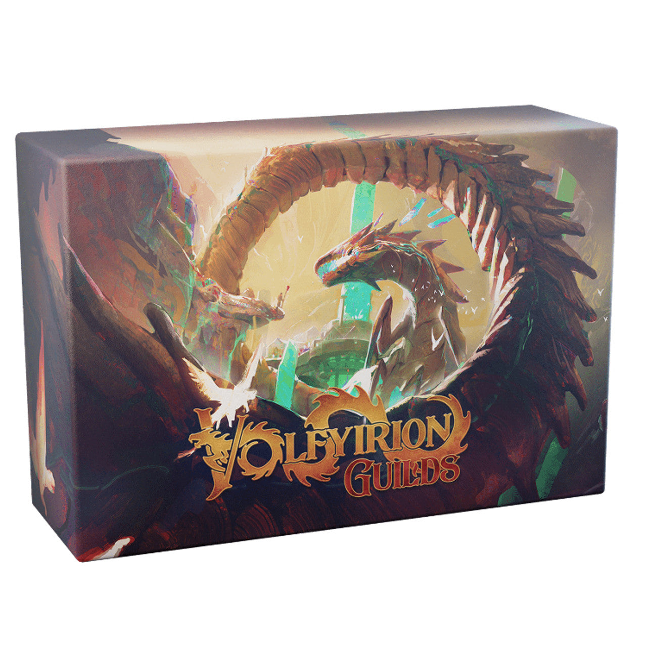 Volfyirion Guilds - Rectangular box with fantasy dragon artwork and bold gold "Volfyirion Guilds" title on front.