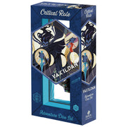 Sirius Dice: Vox Machina Adventure Dice - Grog Strongjaw (PREORDER) - Blue and gold themed Vox Machina adventure dice set box featuring stylized character artwork and "Vax’ildan" text.