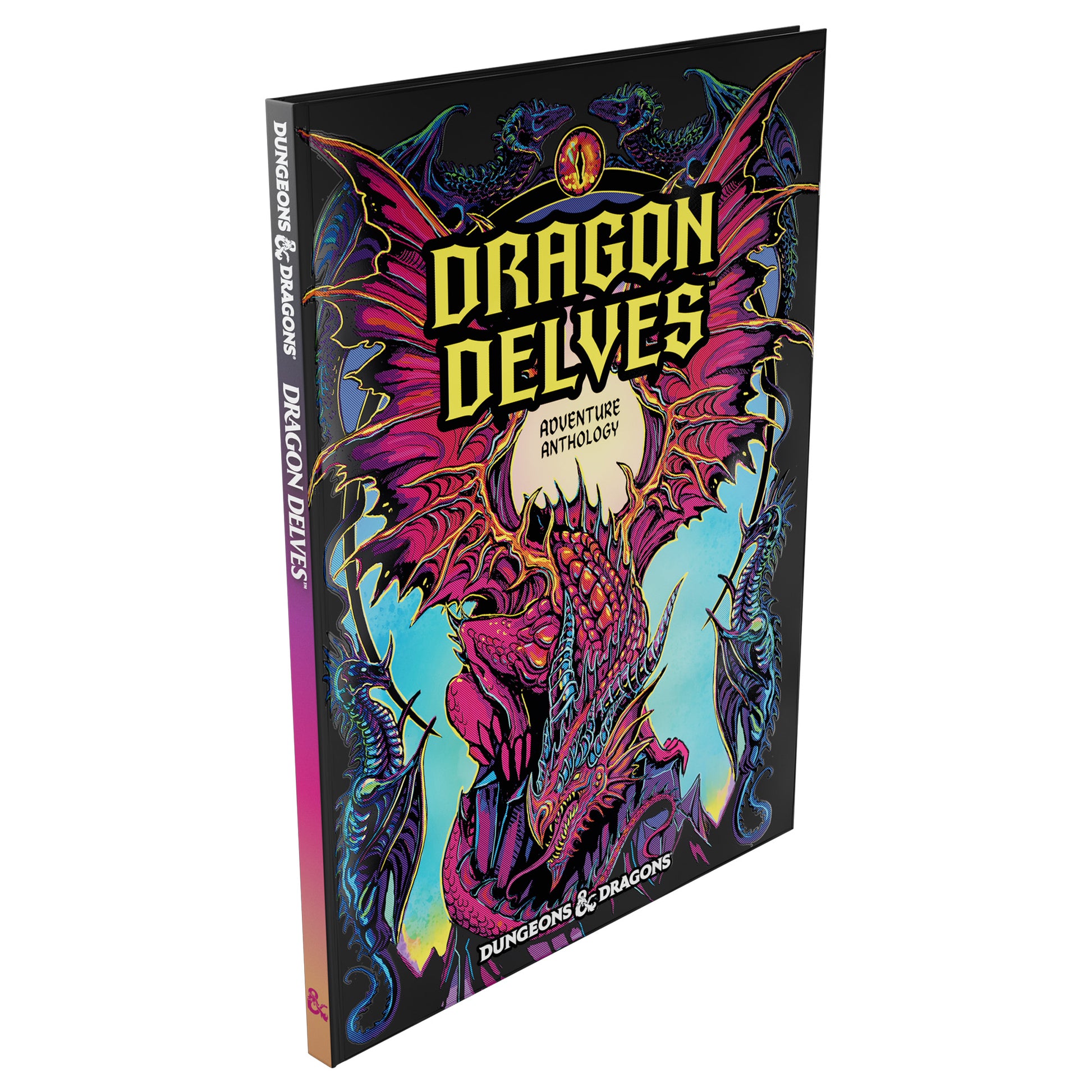 Dungeons & Dragons: Dragon Delves Alternate Cover - Hardcover book with vibrant purple and red dragon illustration on blue background, bold yellow title "Dragon Delves" at.