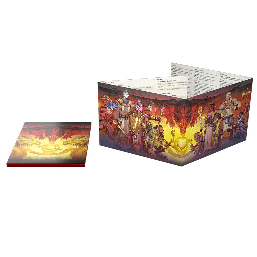 Dungeons & Dragons: Dungeon Masters Screen 2024 - Tri-fold Dungeon Masters screen with vibrant fantasy artwork and a compact rulebook with matching cover art.