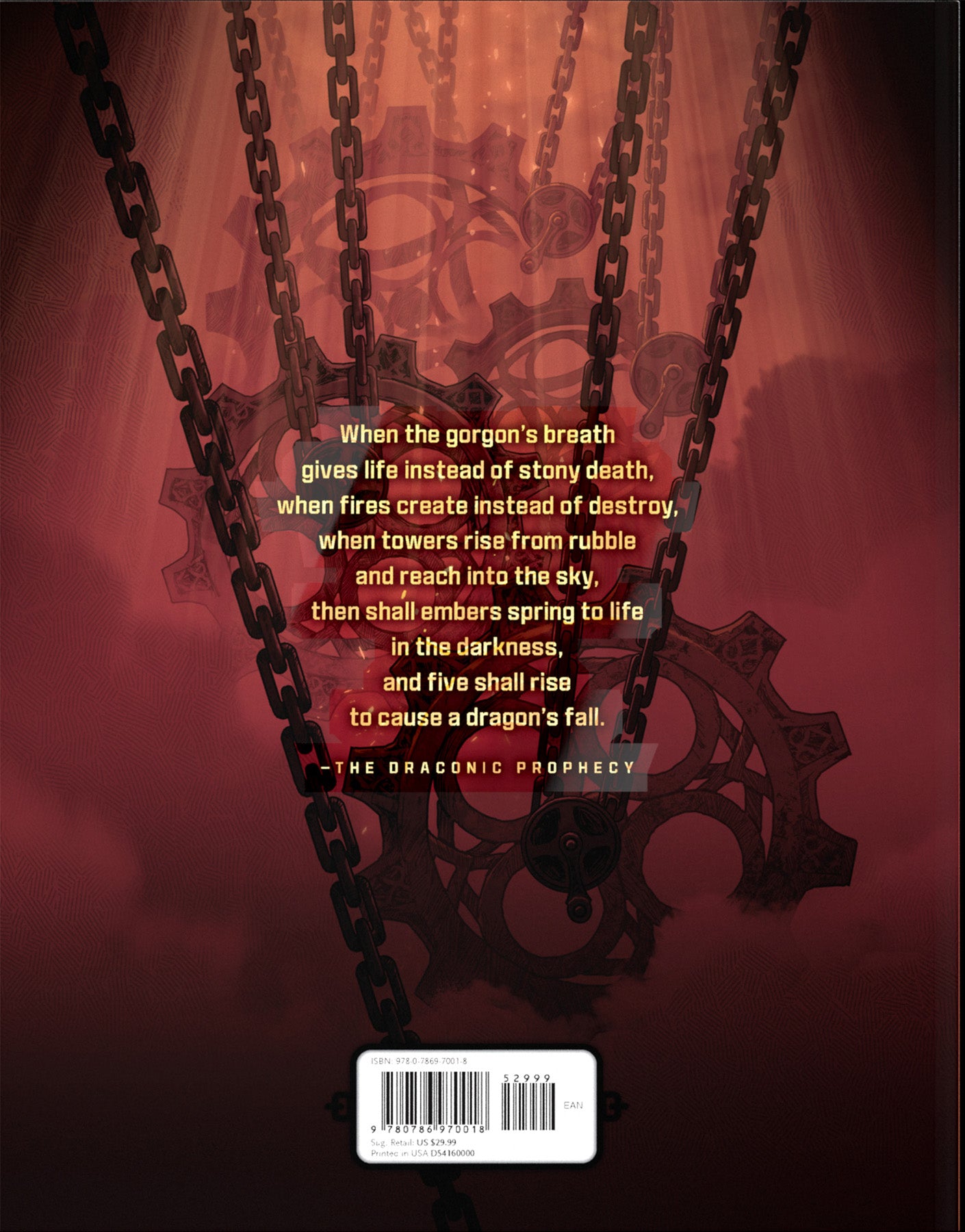 Dungeons & Dragons Eberron: Forge of the Artificer Alternate Cover - Red and black book cover with overlapping chains and cogs, featuring white text and a barcode at the bottom.