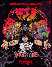 Dungeons & Dragons: Stranger Things - Welcome to the Hellfire Club - Dungeons & Dragons book cover with fiery red and black background, featuring a dragon, hooded figure, and characters in.