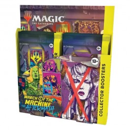 Magic: the Gathering -  March of the Machine The Aftermath Collector Booster Box - The Gathering March of the Machine The Aftermath collector booster box with colorful artwork and multiple booster packs.