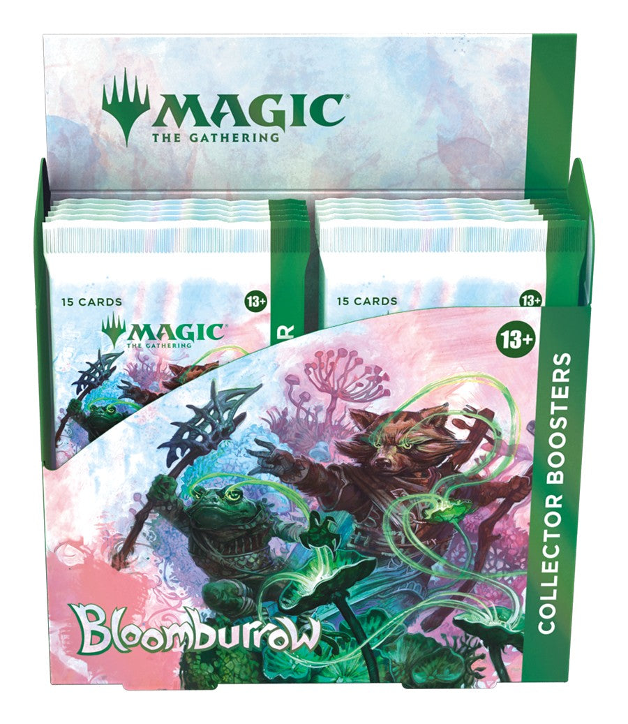 Magic: The Gathering - Bloomburrow - Collector Booster Box - The Gathering Bloomburrow collector booster box featuring fantasy artwork with a frog and forest creatures on the front.