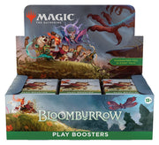 Magic: The Gathering - Bloomburrow - Play Booster Box - The Gathering Bloomburrow Play Booster box with fantasy artwork and multiple booster packs inside.