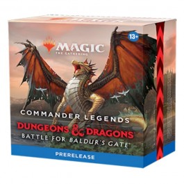 Magic: The Gathering - Commander Legends Baldurs Gate Pre-Release Kit - The Gathering Commander Legends Baldur's Gate Pre-Release Kit box with dragon artwork, red and blue color scheme, and.